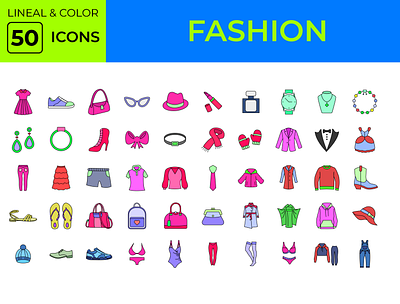 Fashion Icons Lineal & Color accessory icons apparel icons clothing icons design elements fashion accessories fashion design fashion icons bundle fashion illustrations fashion industry fashion sketches fashion trends graphic design icon collection icon pack icon set iconography style icons trendy icons vector icons