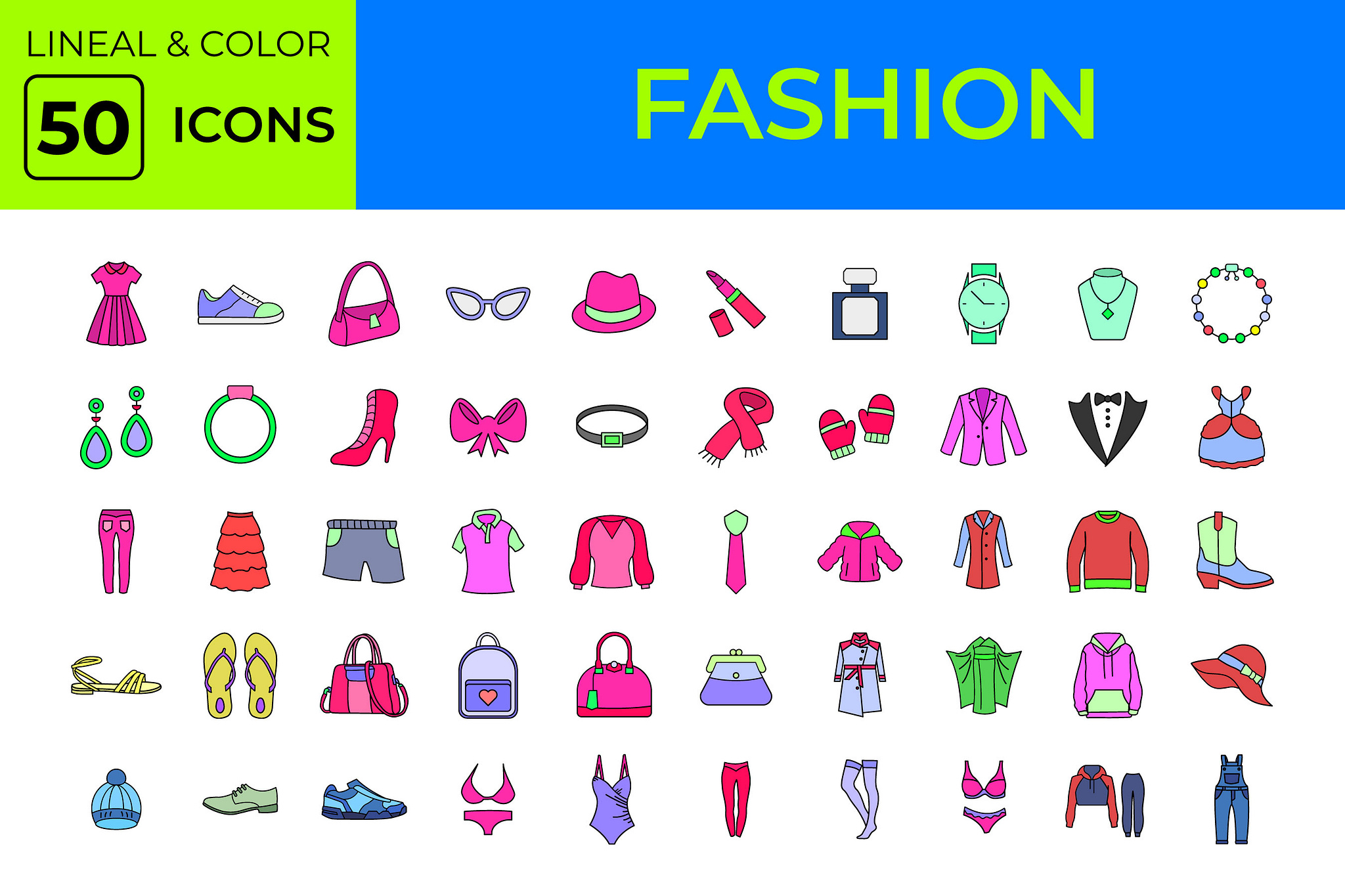 Fashion Icons Lineal & Color by Iconic Artisan on Dribbble