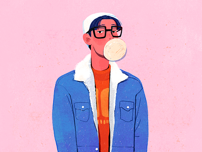 A guy blowing bubble gum avatar boy bubble character gum illustration man people portrait uran