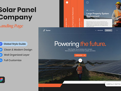 Solar Panel Provider Company Landing design kit flowchart landing page landing page template layout mobile landing page photoshop saas landing solar panel solar panel provider startup landing page theme ui ux web web design mockup website website template wireframe