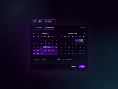 Date Range Picker calendar clean dashboard date date range design fui gui hud library saas sci fi simple ui ux