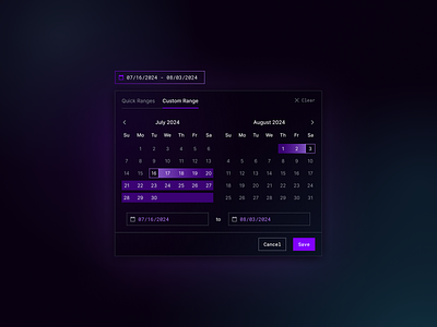 Date Range Picker calendar clean dashboard date date range design fui gui hud library saas sci fi simple ui ux