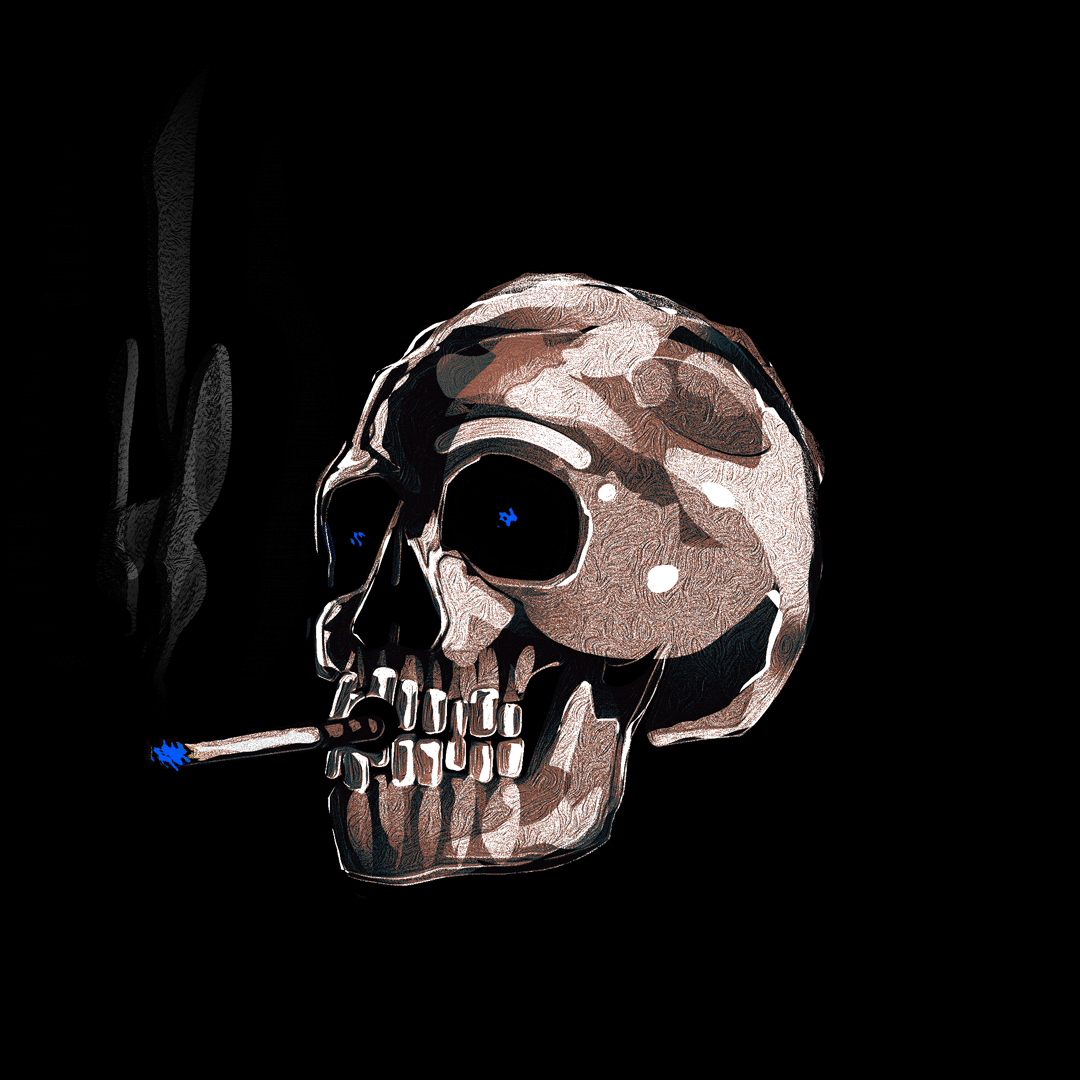 grifter animation cigarette glitch modern oil oils painting skull smoke smokes