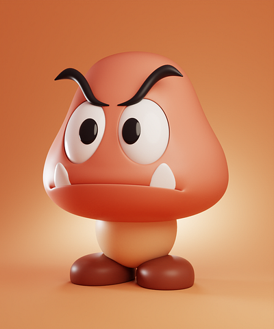 Goomba 3d 3d art 3d artist 3d character 3d character art 3d design 3d illustration 3d model 3d modeling 3d modelling character art character design design fan art fanart illustration mario fanart