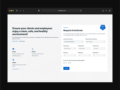 Conversion Oriented Contact Form For Cleaning Business Website dailyui design form ux modern design pixavail studio problem solution problem solving ui web design website problem websites