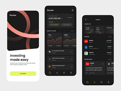 Stocker - Trading App app app design branding digital design graphic design iosdesign mobile app mobileapp trading ui ui design uii̇nspration ui̇ ux ux uıux web app web design