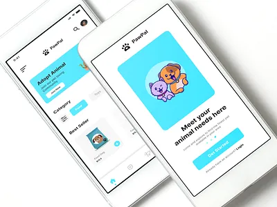 Mobile App - PawPal app design graphic design illustration logo mobile mockup pet typography ui uiux vector