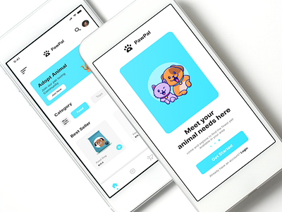 Mobile App - PawPal app design graphic design illustration logo mobile mockup pet typography ui uiux vector