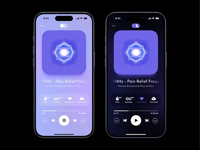 Meditative Mind App Player Redesign app design autoloop dark mode design flat ios iphone light mode loading meditative mind play player stop timer ui user interface ux