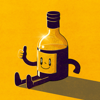 Happy Bottle 2d bottle design happy hose illustration illustrator procreate retro rubber rubberhose vintage