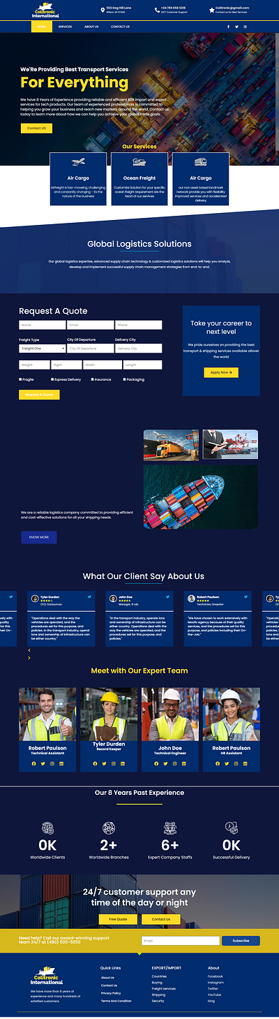 Transport and logestics website website desgn