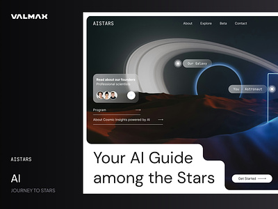 Aistars - AI Guide among the Stars ⭐ 3d ai animation artificial intelligence artificialintelligence astronomy cosmos design discovertheunknown guide motion graphics space star ui uxui webdesign