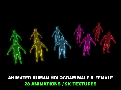 Animated Human Hologram Male and Female 3D Model 28 Animations 3d 3d model animated animated character 3d model animated hologram animated human hologram animation female hologram graphic design hologram 3d model human hologram 3d model low poly male hologram motion graphics pbr rigged rigged hologram