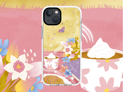 Ohmycase x Florisillustrations : spring picnic digital art flowers food french illustrator illustration phone case ohmycase phone case picnic procreate reading spring spring illustration