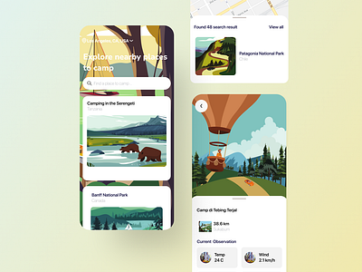 Camping Spots App Design 🏞 app camp camping camping app concept design graphic design mobile app ui ux