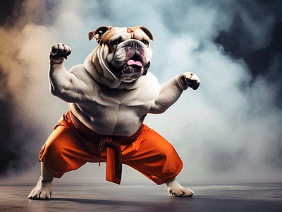 [3D animation art] wrestling bulldog 3d animation graphic design ui