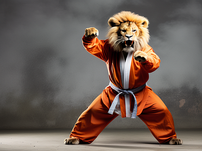 [3D animation art] Karate Lion 3d animation graphic design