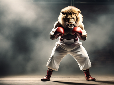 [3D animation art] Boxing Lion 3d animation graphic design