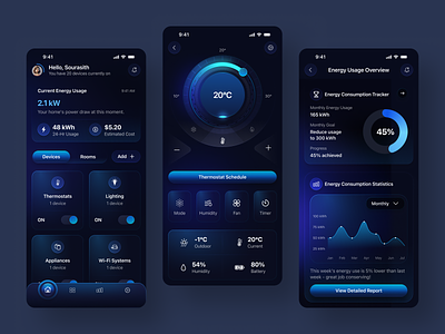 Futurist Smart Home app darkmode design figma figma design graphic design ui uidesign uiux