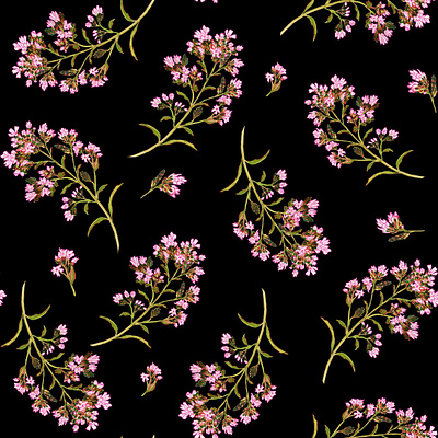 Oregano flower Textile pattern background design hand drawn illustration pattern pattern design print design textile pattern ui watercolor