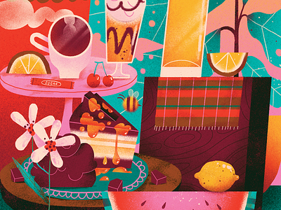 Demetres | Bill Card 04 art artwork composition design desserts fruits handmade illustration still life summer tropical