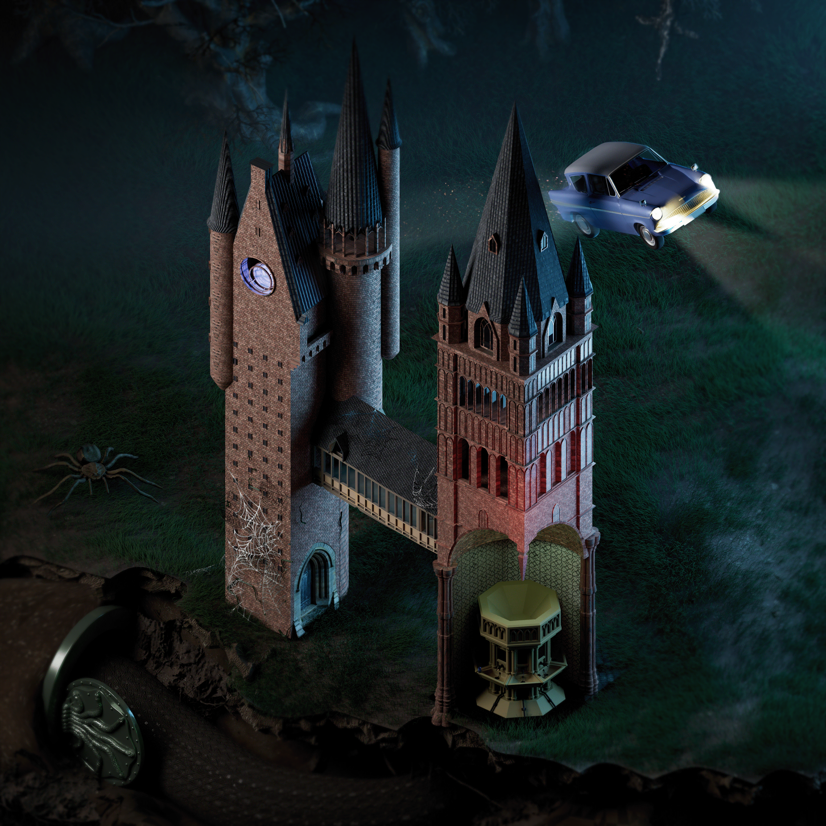 3D Alphabet | Bichakchyan Mushegh 3d alphabet castle cg cinema4d film harrypotter hogwarts illustration joanne magic movies render rowling rozov type visualisation wnbl