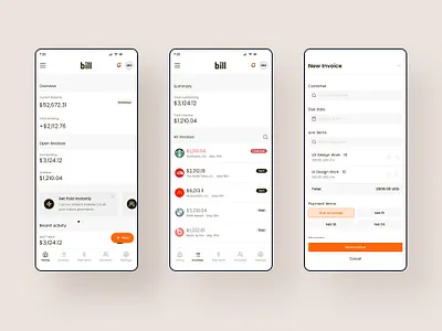 Bill.com Redesign app app design app ui bill.com design mobile app mobile ui payments product ui redesign ui