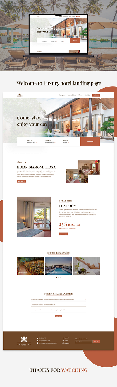 Hotel website's landing page