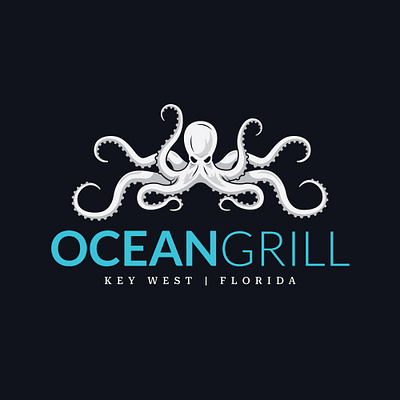 Ocean Grill & Bar Logo graphic design logo octopus restaurant logo
