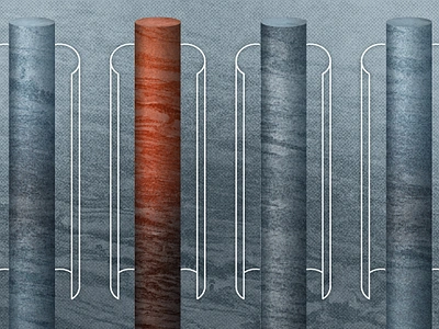 [WIP] One-In-Four Core 3d case casing core drill four geo geology gradient grey halftone line one pillar raster red rock stone texture vector