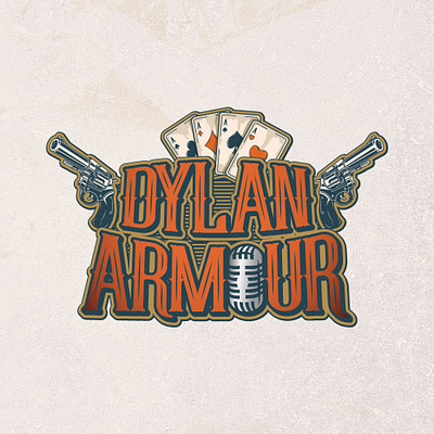 Dylan Armour Logo band logo bird cage mic gold guns logo orange playing cards