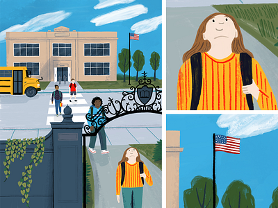 Public Vs Private School art character children design drawing editorial illustration kidlit kids magazine people picture book school texture