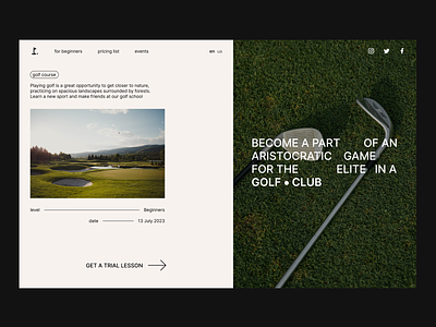 Hero Screen concept design first screen golf hero screen landing page sport ui ux web design website