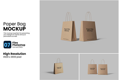 Paper Bag Mockup bag branding carry commercial handle isolated mock mockup package packet paper paper bag mockup store vector