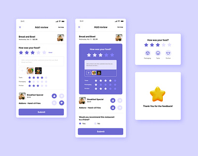 Restaurant Feedback Screen delivery feedback food restaurant review ui