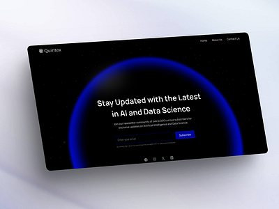 Ai Newsletter Signup Concept. ai artificial dark data sience design figma intelligence landing page newsletter uiux website