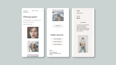 Photographer Portfolio Mobile concept ui