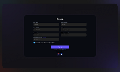 Dark mode Sign up / login screen design animation app design google googledesign graphic design illustration login naseebdesign naseebdesigner sign up socialmedia topdesign ui uiscreen uiux uiuxdesign uxscreen website websitedesign