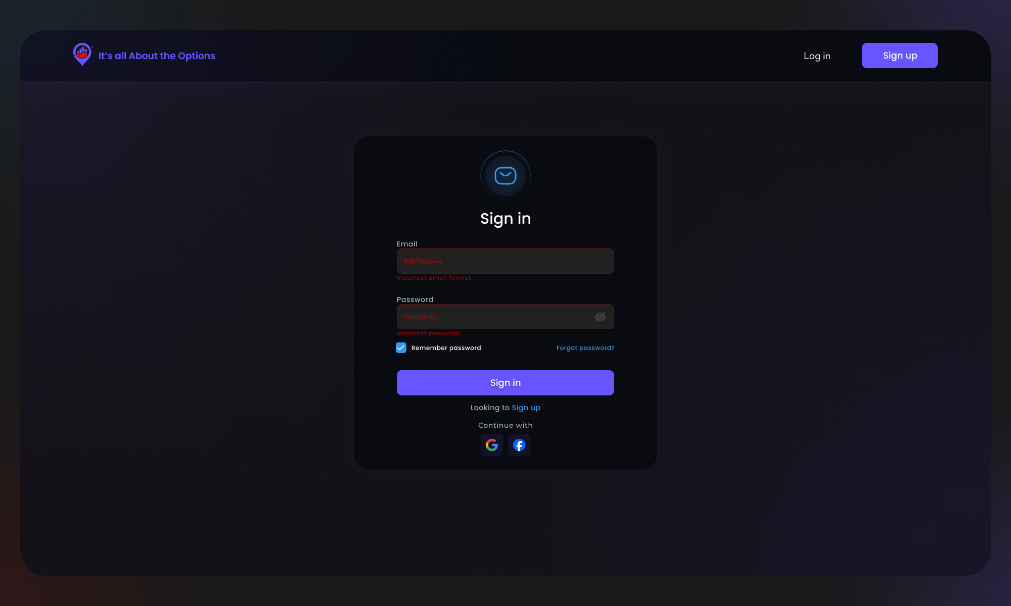 Dark mode Sign up / login screen design by Naseeb Zulfiqar on Dribbble