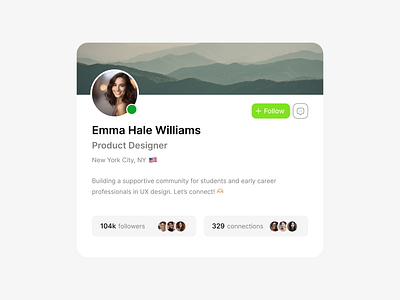Minimalistic Profile Card on a Professional Networking Site app design business card challenge clean company corporate dailyui dailyuichallange dailyuichallenge design interface minimalist people profile profile card social social media ui ux