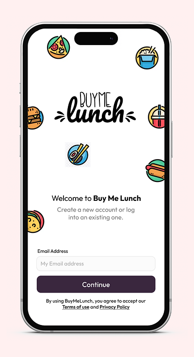 Buy Me Lunch Launch Screen android app auth fast food food icons ios iphone react native restaurant ui welcome