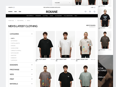 Roxane - Ecommerce Product List clean design ecommerce fashion fashion web online shop product product list shop shopify store ui website