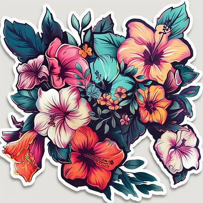 Floral Sticker Created With AI 3d animation branding colorful design floral flower graphic design illustration logo merch by amazon motion graphics sticker sticker illustration typography ui ux vector
