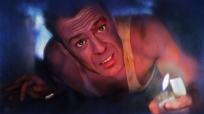 John McClane action alternative movie poster bruce willis die hard illustration illustrator painter photoshop portrait procreate