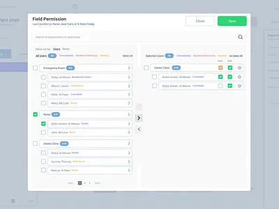Permission UX/UI healthcare permission user permissions