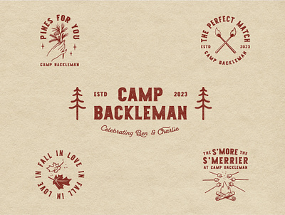 Camp Backleman badge branding camp design illustration merch vintage wedding