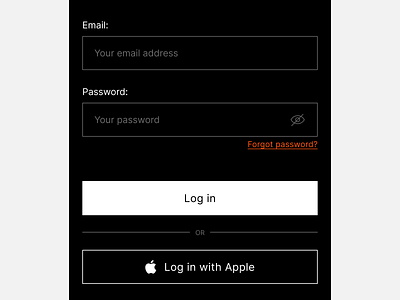 Log in - mobile branding burger menu button cta design design exploration figma forgot password log in log in with apple mobile design navigation product design sign in ui ui design ux ux design web design website