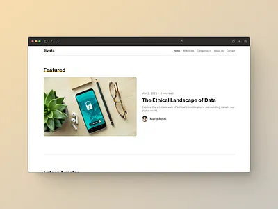 Rivista · Magazine Website Framer Template articles black blog brand branding clean cms design framer magazine minimal simple template ui ux web web design website white yellow