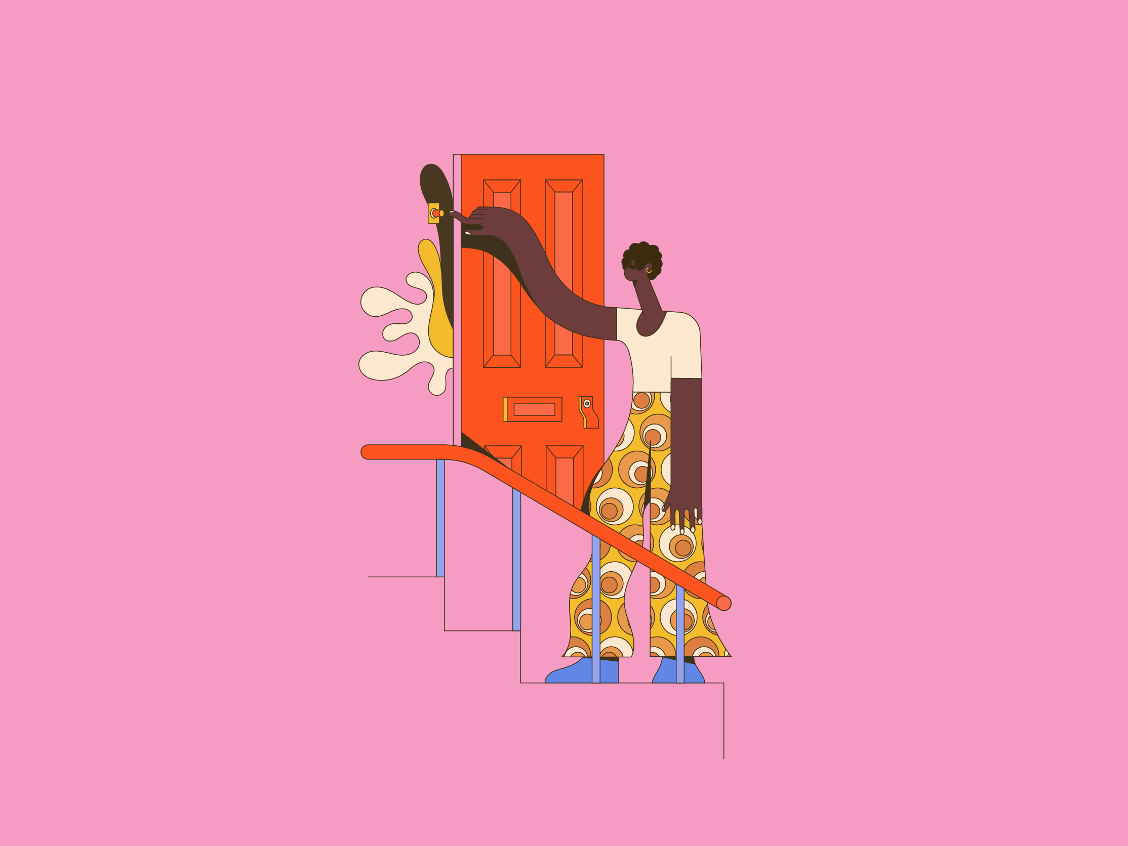 70s Instagram Challenge - Ring My Bell adobe illustrator black character black guy character character design character illustration door bell door illustration illustration vector illustration