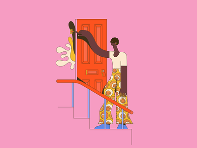 70s Instagram Challenge - Ring My Bell adobe illustrator black character black guy character character design character illustration door bell door illustration illustration vector illustration